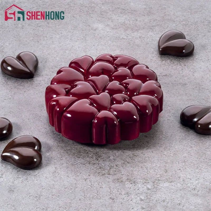 image-Heart Silicone Cake Mold for Baking Mousse Desserts