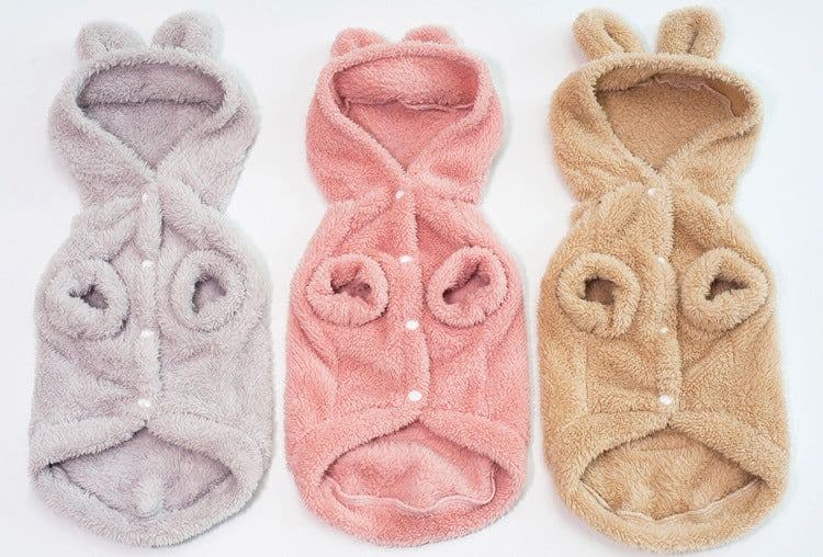 image-Dolebean Dog Hoodie Coral Fleece Bear Costume Pet Clothing