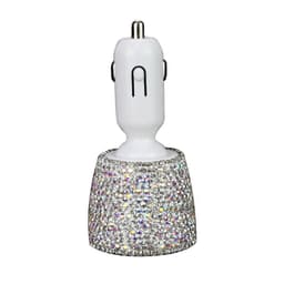image-Diamond-Studded Dual USB Car Charger Fast Charge Pink