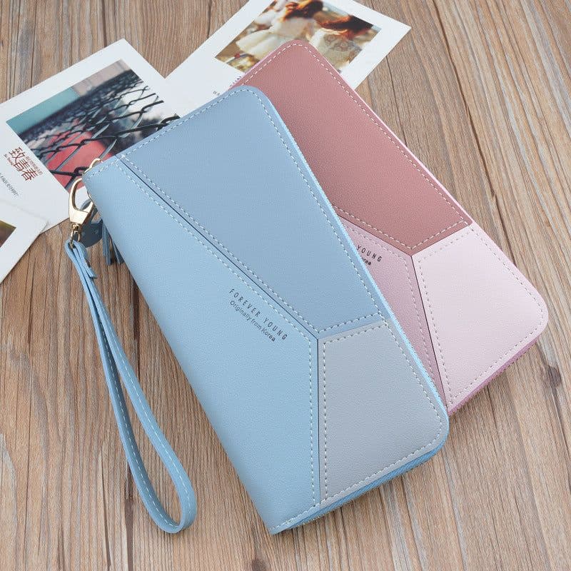 image-Ladies Long Wallet Clutch with Zipper Tassel and Phone Pocket