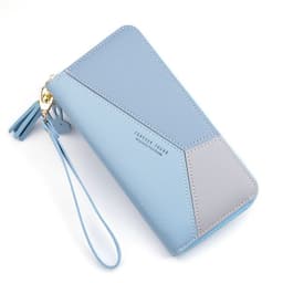image-Ladies Long Wallet Clutch with Zipper Tassel and Phone Pocket