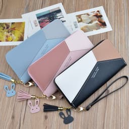 image-Ladies Long Wallet Clutch with Zipper Tassel and Phone Pocket
