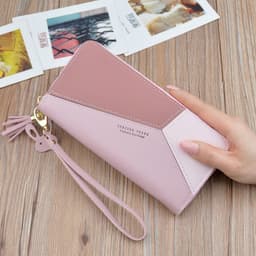 image-Ladies Long Wallet Clutch with Zipper Tassel and Phone Pocket