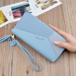 image-Ladies Long Wallet Clutch with Zipper Tassel and Phone Pocket