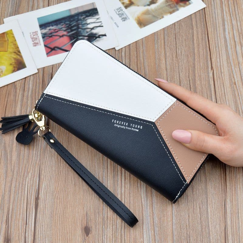 image-Ladies Long Wallet Clutch with Zipper Tassel and Phone Pocket