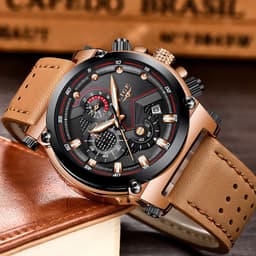 image-LIGE Men's Quartz Watch Waterproof Luminous Alloy Case