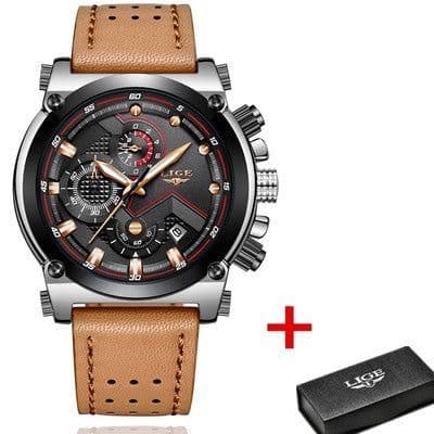 image-LIGE Men's Quartz Watch Waterproof Luminous Alloy Case