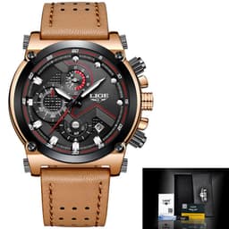 image-LIGE Men's Quartz Watch Waterproof Luminous Alloy Case
