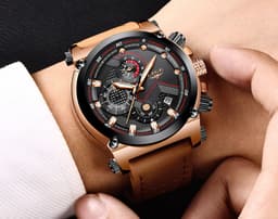 image-LIGE Men's Quartz Watch Waterproof Luminous Alloy Case