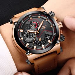 image-LIGE Men's Quartz Watch Waterproof Luminous Alloy Case