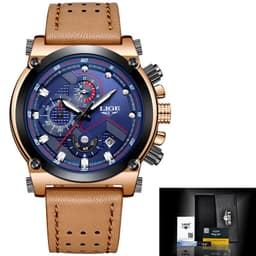 image-LIGE Men's Quartz Watch Waterproof Luminous Alloy Case