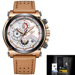 image-LIGE Men's Quartz Watch Waterproof Luminous Alloy Case