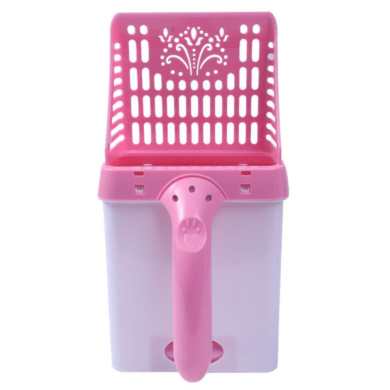 image-Pet Cat Litter Scoop with Detachable Bucket Gray Plastic Set