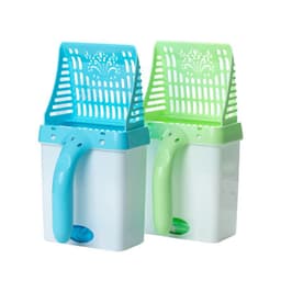 image-Pet Cat Litter Scoop with Detachable Bucket Gray Plastic Set
