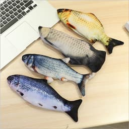 image-Electric Singing Fish Plush Toy with Catnip for Cats and Kids