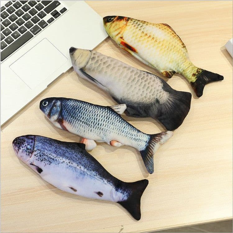 image-Electric Singing Fish Plush Toy with Catnip for Cats and Kids