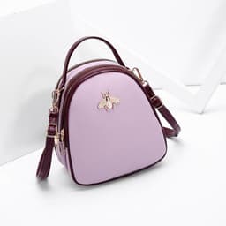 image-IEMATOZ Women's Mini PU Leather Backpack Shell Shape Gray