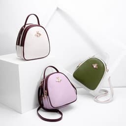 image-IEMATOZ Women's Mini PU Leather Backpack Shell Shape Gray