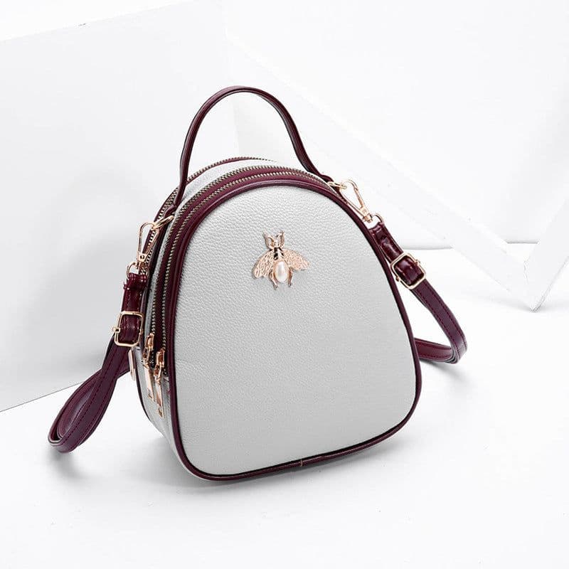image-IEMATOZ Women's Mini PU Leather Backpack Shell Shape Gray