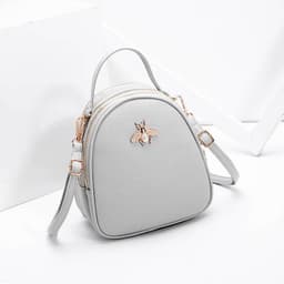 image-IEMATOZ Women's Mini PU Leather Backpack Shell Shape Gray