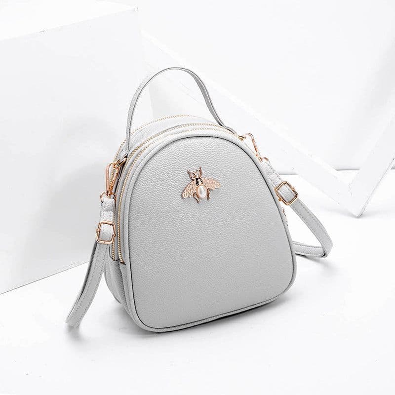 image-IEMATOZ Women's Mini PU Leather Backpack Shell Shape Gray
