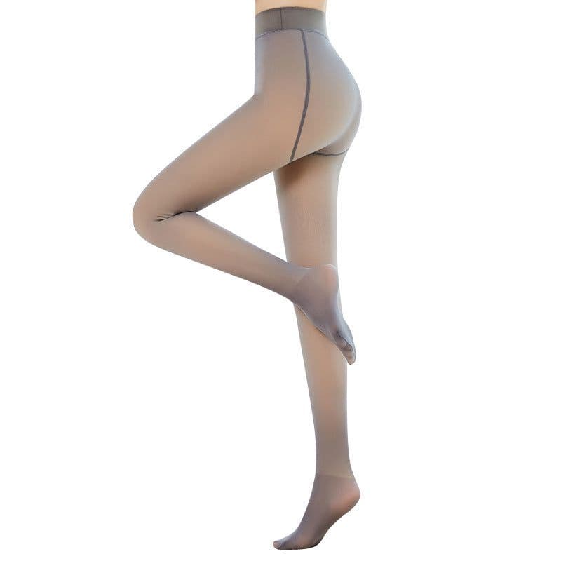 image-Sheng Ming Nylon Fleece-Lined Footless Leggings Gray