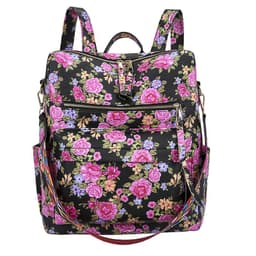 image-Women's PU Leopard Print Backpack Contrast Color School Bag