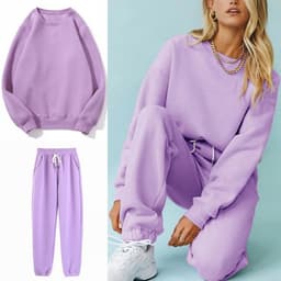 image-Women's Cotton Blend Sweater and Pants Set Plus Velvet 2-Piece