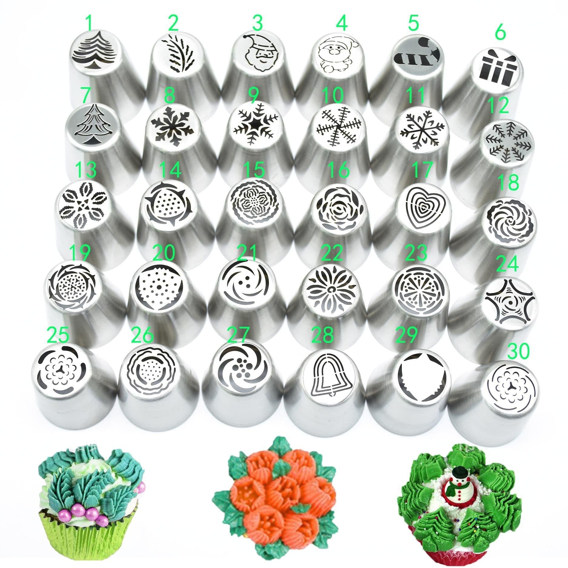 image-Christmas Cake Decorating Tips Set 30pcs Stainless Steel