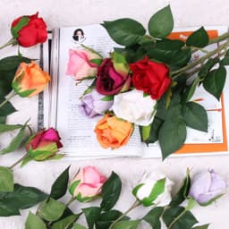 image-Artificial Silk Rose Bouquet 40cm European Style Home Decor