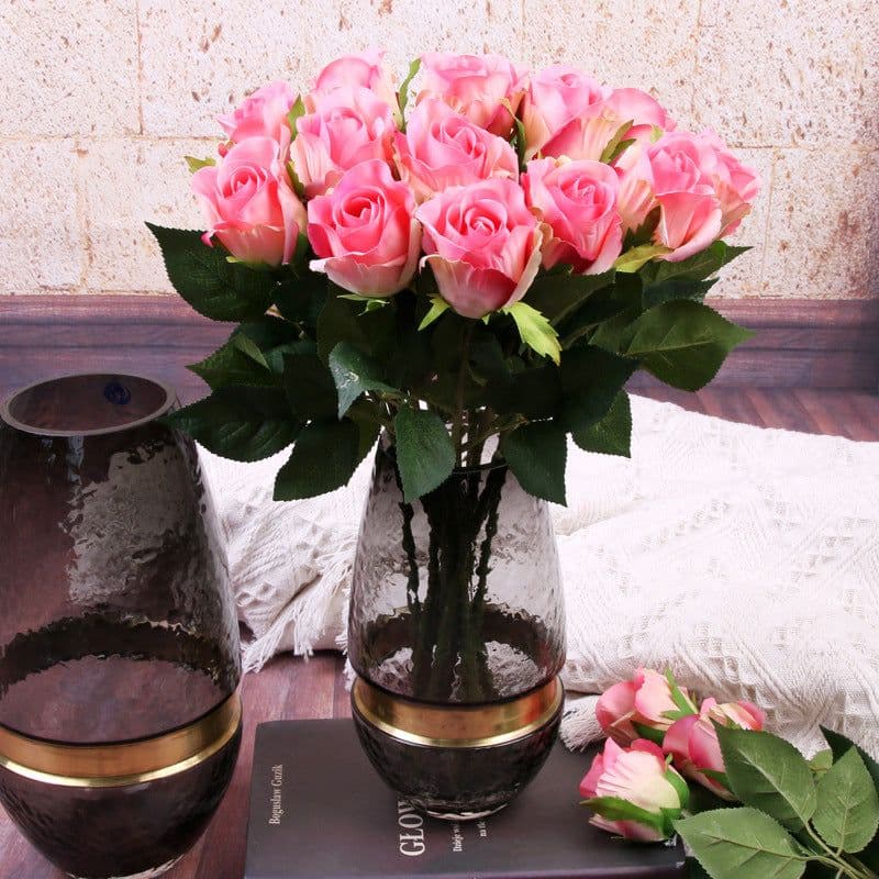image-Artificial Silk Rose Bouquet 40cm European Style Home Decor