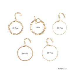 image-OT Buckle Multi-Layer Beaded Bracelet Rose Gold Geometric Alloy