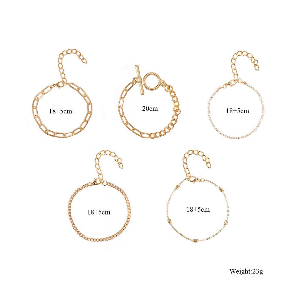 image-OT Buckle Multi-Layer Beaded Bracelet Rose Gold Geometric Alloy