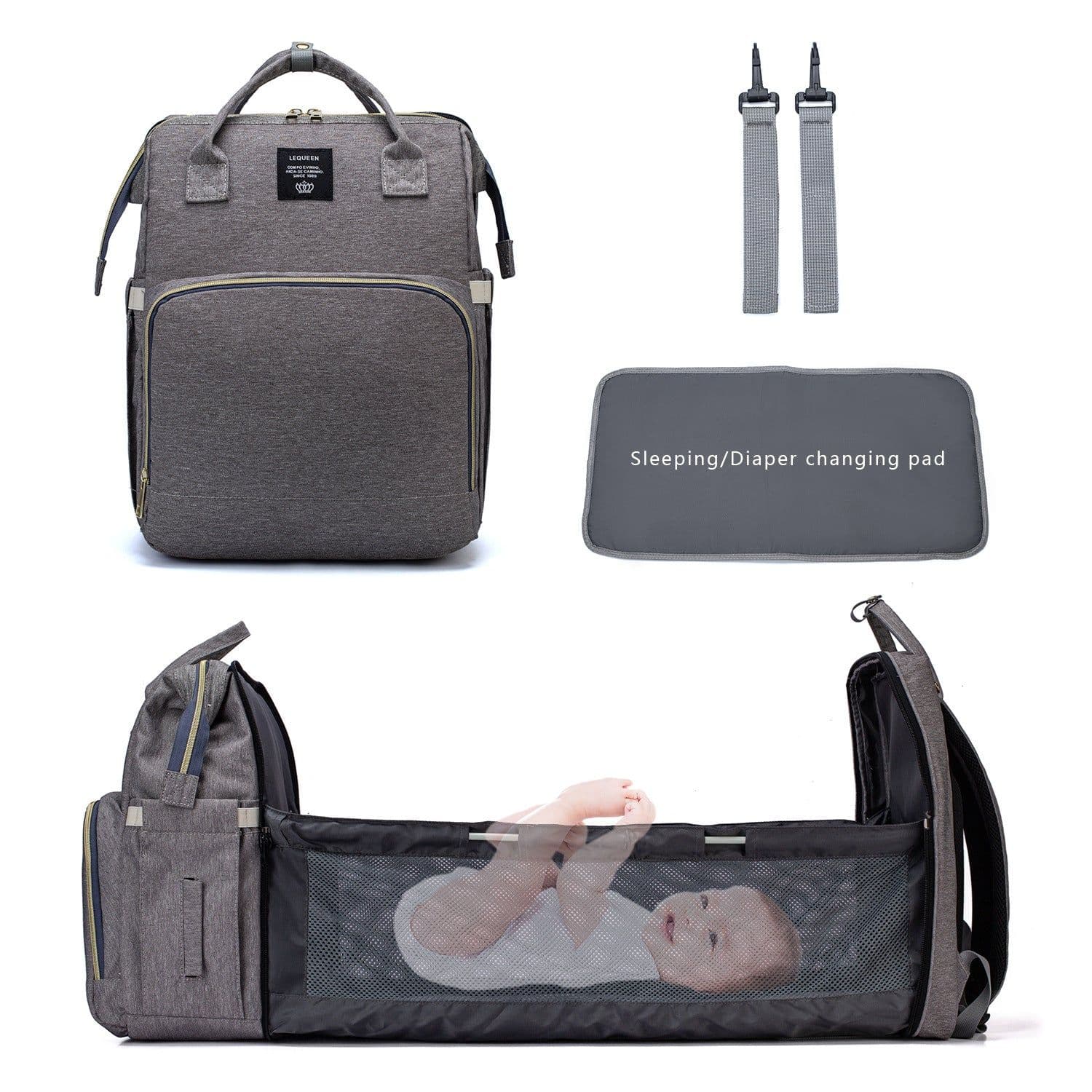 image-LEQUEEN Multifunctional Mommy Backpack Large Capacity Diaper Bag