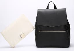 image-PU Mommy Backpack Large Capacity Multifunctional Diaper Bag