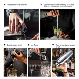 image-304 Stainless Steel Cocktail Shaker 14-Piece Bartending Set