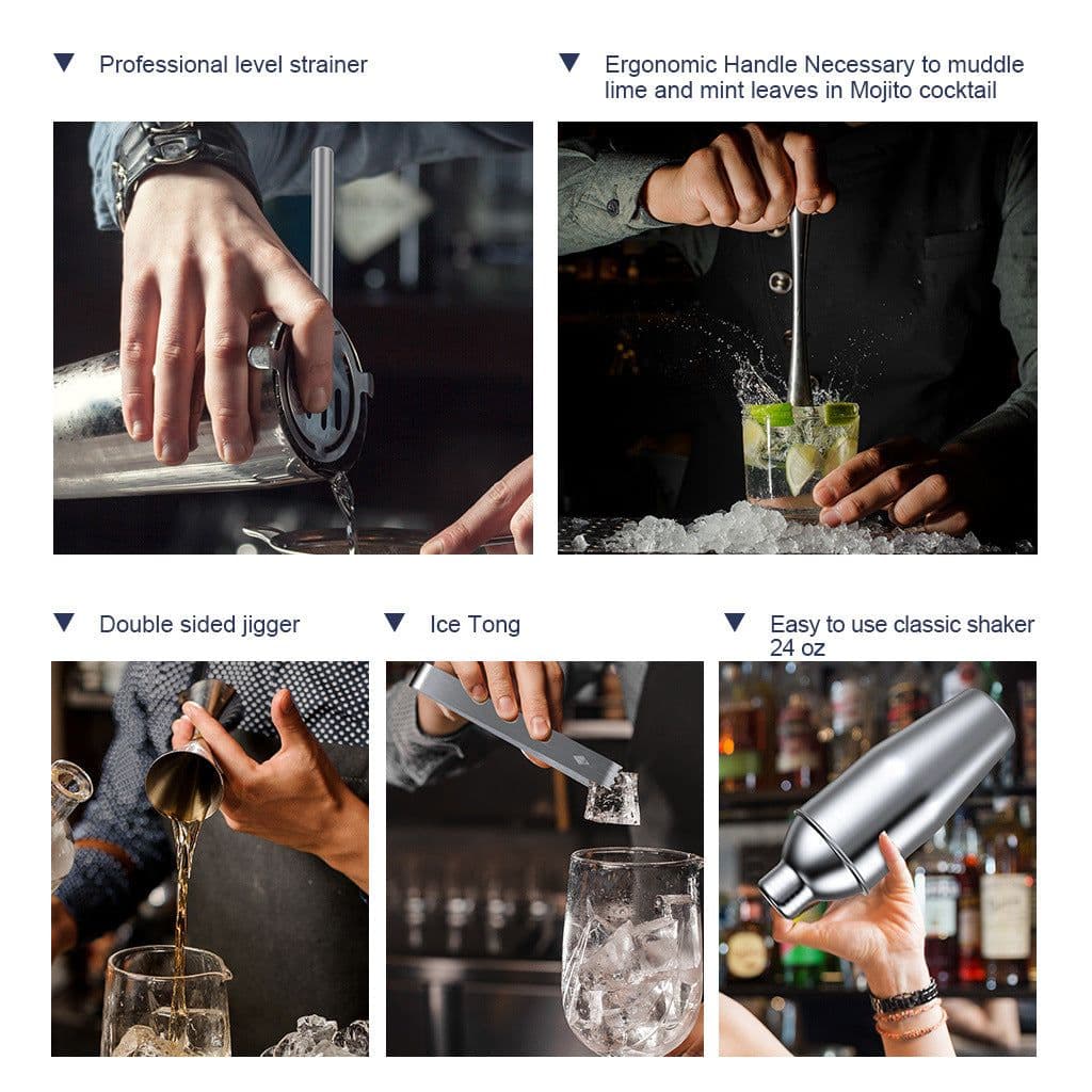 image-304 Stainless Steel Cocktail Shaker 14-Piece Bartending Set