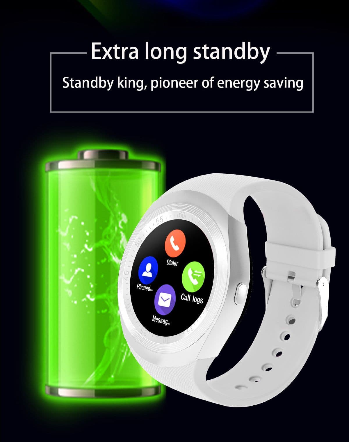 image-V8 Smart Watch 1.44" Bluetooth Camera Phone Android Green