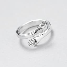 image-Adjustable Silver Hug Ring Couple Set Korean Style Jewelry