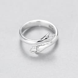 image-Adjustable Silver Hug Ring Couple Set Korean Style Jewelry