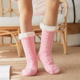 image-Women's Thermal Fleece Floor Socks Winter Non-Slip Home Slipper