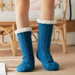 image-Women's Thermal Fleece Floor Socks Winter Non-Slip Home Slipper