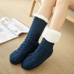 image-Women's Thermal Fleece Floor Socks Winter Non-Slip Home Slipper