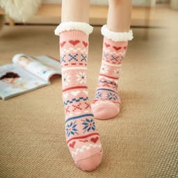 image-Women's Thermal Fleece Floor Socks Winter Non-Slip Home Slipper