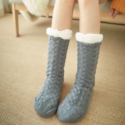 image-Women's Thermal Fleece Floor Socks Winter Non-Slip Home Slipper