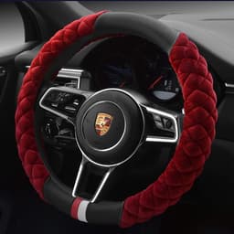image-Plush Steering Wheel Cover 38cm Orange Classic Style