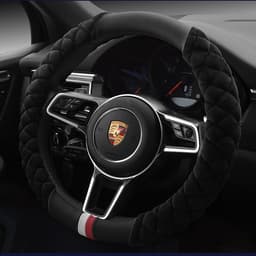image-Plush Steering Wheel Cover 38cm Orange Classic Style