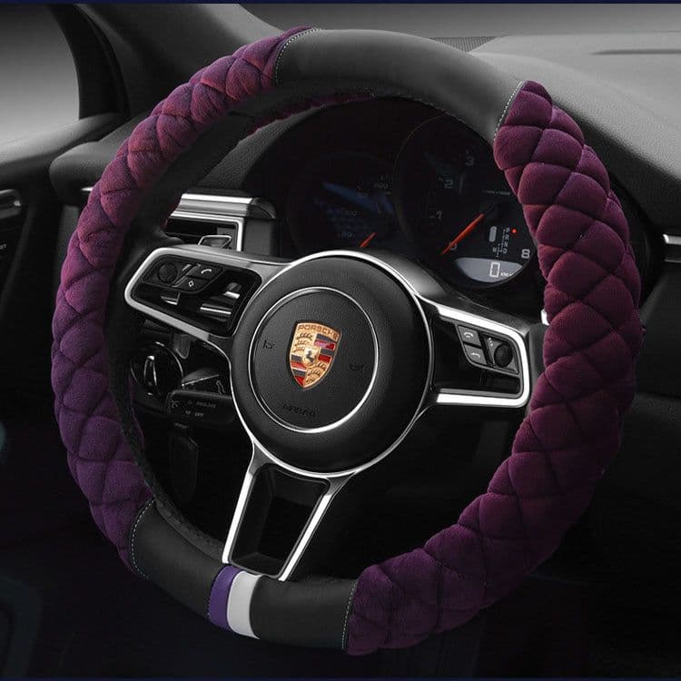 image-Plush Steering Wheel Cover 38cm Orange Classic Style