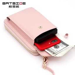 image-Women's PU Leather Crossbody Phone Wallet Bag with Zipper