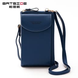 image-Women's PU Leather Crossbody Phone Wallet Bag with Zipper
